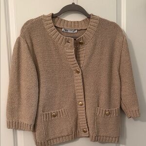 Zara Tan Button-Up Cardigan